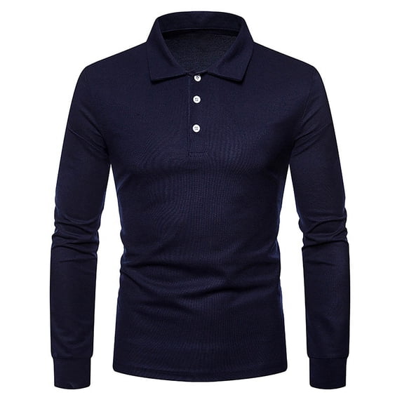 DPTALR Men's Solid Color Long-Sleeve Button-Up Collar Shirt,Navy Big and Tall Men XL