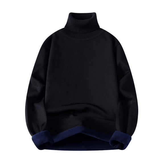 DPTALR Men's Solid Color,Long Sleeve,High Neck,Warm Knit Sweater,Black,XL