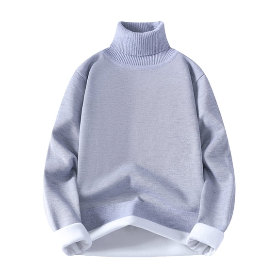 DPTALR Men's Solid Color,Long Sleeve,High Neck,Warm Knit Sweater,Gray,XXXL