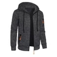 thumbnail image 1 of DPTALR George Men's Solid Color Long Sleeve Hooded Zipper Cardigan Sweater Jacket,Dark Gray,Big and Tall Men XL, 1 of 4