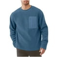 thumbnail image 1 of DPTALR Men's Solid Color,Long Sleeve,Round-Neck,Fleece,Pullover Sweatshirt,Blue,， M, 1 of 4