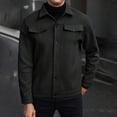thumbnail image 1 of DPTALR Men's Solid Color Long Sleeve Turndown Collar Button Jacket,Black,Big and Tall Men XXL, 1 of 9