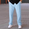 thumbnail image 1 of DPTALR Men's Solid Color Loose Casual Sports Drawstring Pocket Elastic Waist Pants, Sky Blue, Big and Tall Men M, 1 of 5