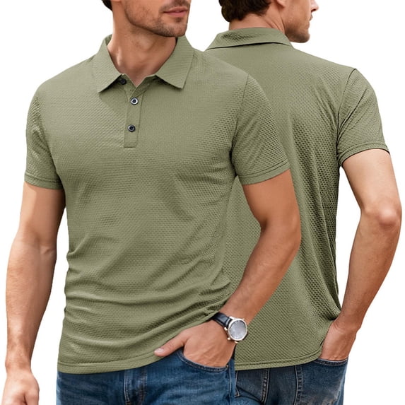 DPTALR Men's Solid Color Loose Stretchy Button-Down Turndown Collar Short Sleeve Casual Shirt,Army Green,Big and Tall Men S