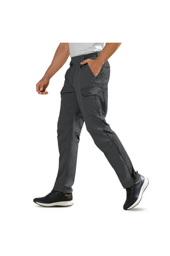 Men's Solid Color Outdoor Hiking Workwear Pants with Multi Bag Design,Gray Big and Tall Men S