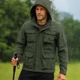 thumbnail image 1 of DPTALR Men's Solid Color Outdoor Sports Jacket with Long Sleeves ，Pocket & Zipper for Climbing,Running,Army Green,Big and Tall Men M, 1 of 7
