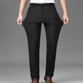 thumbnail image 1 of DPTALR Men's Solid Color Straight Leg Button Closure Casual Suit Pants with Pockets, Black Big and Tall Men L 34, 1 of 6