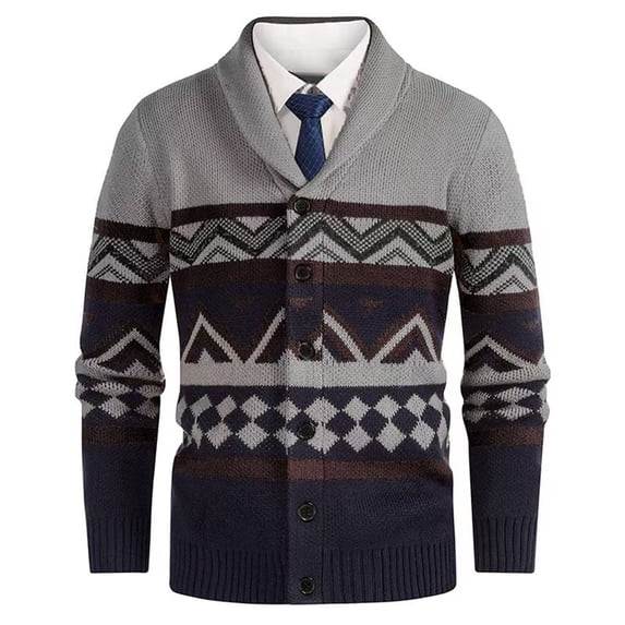DPTALR George Men's Solid Color V-Neck Button Collar Slim Fit Knit Sweater,Gray Big and Tall Men XXL