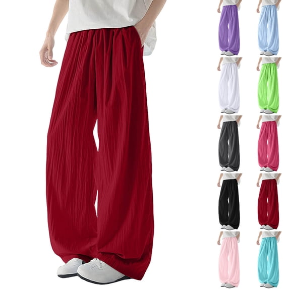 DPTALR Men's Solid Color Wide Leg Casual Pants,Green,Big and Tall Men M
