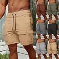 thumbnail image 1 of DPTALR Men's Solid Knee-Length Cargo Shorts Straight Fit Button Zipper Multi-Pocket Elastic Waist,Dark Gray,Big and Tall Men M, 1 of 6