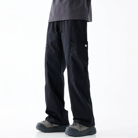 DPTALR George Men's Stretch Drawstring Cargo Pants for Hiking,Workout,BlackXL