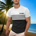 thumbnail image 1 of DPTALR Men's Striped Color Block Crewneck Short Sleeve Summer Tees,White,XXXL, 1 of 6