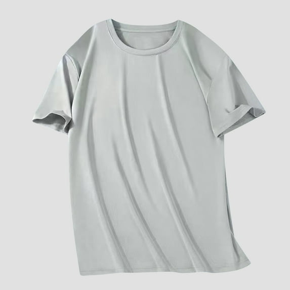 DPTALR Men's Summer Casual Fashion Solid Color,Round Neck Short Sleeve T-Shirt,Gray, XXXXL