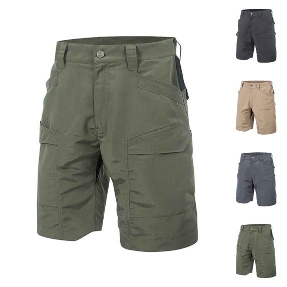 DPTALR Men's Summer Solid Color Cargo Shorts Zipper Pockets Elastic Waist Comfortable Casual,Khaki,Big and Tall Men L