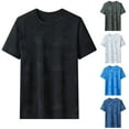 thumbnail image 1 of DPTALR Men's Summer Solid Color Loose Crew Neck Short Sleeve T-shirt,Sky Blue,XXXXL, 1 of 3