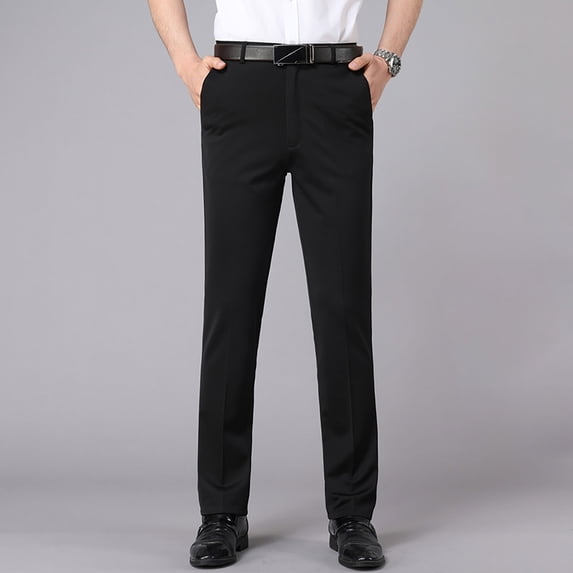 DPTALR Men's Summer Thin Straight Leg Casual Business Pants, Black Big and Tall Men 35