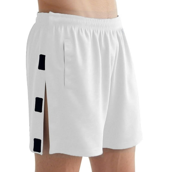 DPTALR Men's Tear Away Athletic Shorts for Post Hip Knee Surgery Recovery with Pockets #White Big and Tall Men M