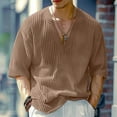 thumbnail image 1 of DPTALR Men's V Neck Waffle Knit Shirts,Casual Short Sleeve Solid Tees,Coffee, M, 1 of 9