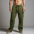 thumbnail image 1 of DPTALR Men's Waterproof Solid Elastic Waist Pocket Cargo Pants,Army Green Big and Tall Men XL, 1 of 6