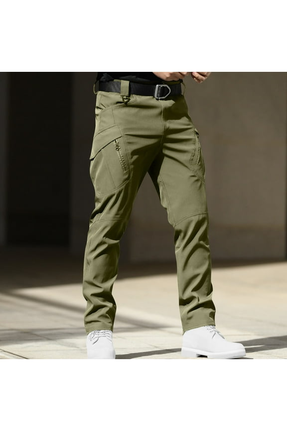 Men's Waterproof Stretch Ripstop Cargo Pants Multi Pockets,Baggy Fit,for Hiking and Work,Green Big and Tall Men S