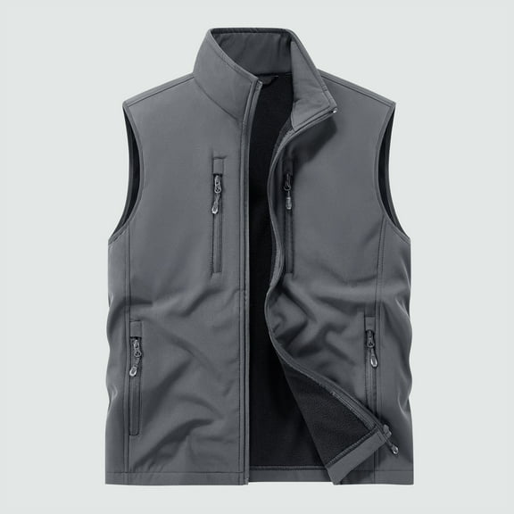 DPTALR George Men's Waterproof Vest Lightweight Travel Hiking Sleeveless Jacket Zipper Style Men Outerwear Vests Gray Big and Tall Men XXL