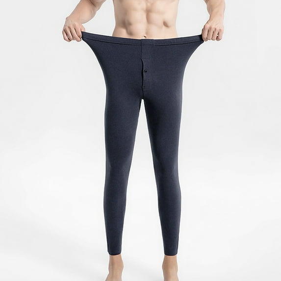 DPTALR George Men's Winter Fleece Lined Thermal Leggings,Warm Thick Soft Stretchy Tights,Navy Big and Tall Men XL