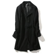 DPTALR George Men's Wool Blend Pea Coats，Notched Collar Single Breasted Overcoats，Warm Winter Trench Coats,Black,Big and Tall Men XXXXXL