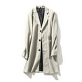 thumbnail image 1 of DPTALR George Men's Wool Blend Pea Coats，Notched Collar Single Breasted Overcoats，Warm Winter Trench Coats,White,Big and Tall Men XXXL, 1 of 4