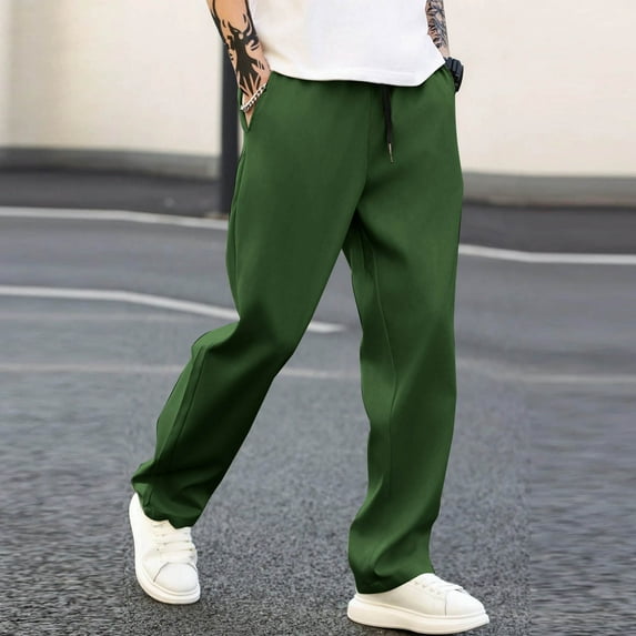 DPTALR George Men's Yoga Sweatpants,Athletic Lounge Pants,Open Bottom Casual Drawstring Jogger Pants with Pockets,Green,Big and Tall Men L