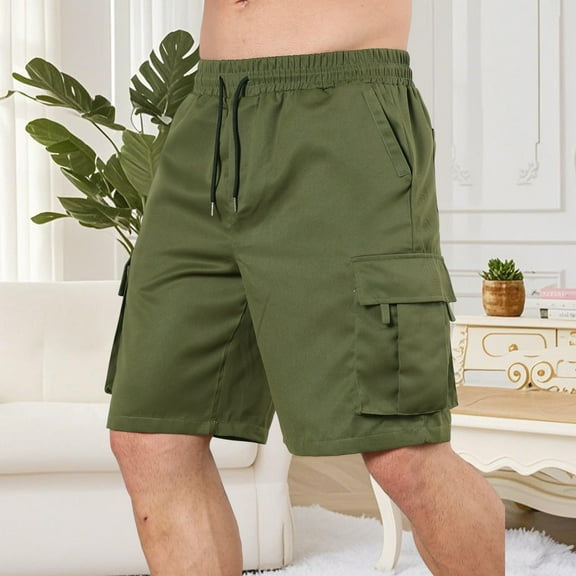 DPTALR George Mens Casual Shorts Elastic Waist Cargo Shorts Causal Work Shorts #Army Green Big and Tall Men XXL