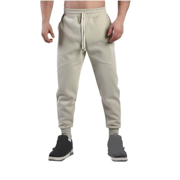 DPTALR George Mens Sweatpants with Pockets Athletic Training Running Workout Pants Casual Drawstring Joggers Beige Big and Tall Men XXXL