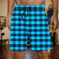 thumbnail image 1 of DPTALR George Short Lounge Pants for Men Soft Plaid Check Sleeping Pajama Pants with Pockets #Light Blue Big and Tall Men S, 1 of 5
