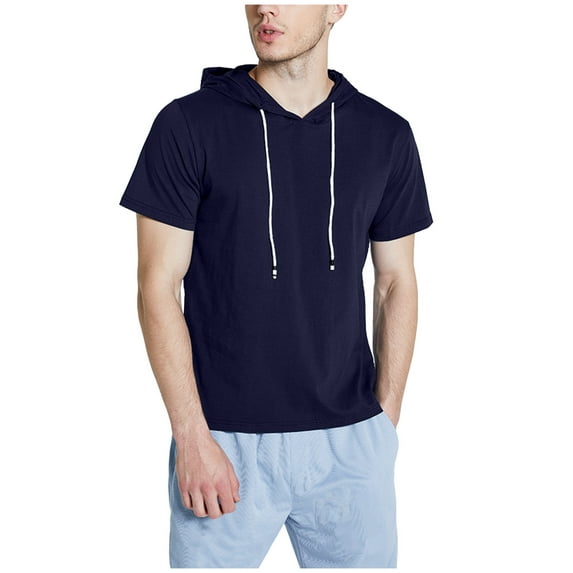 DPTALR George Short Sleeve Hoodies for Men Hoodies Summer Sweatshirt Lightweight Breathable Dark BlueBig and Tall Men M