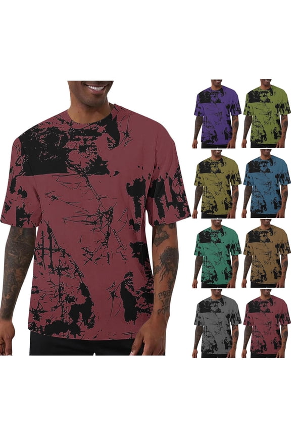 George Trendy Men's Solid Color Loose Elastic Casual Sports Short Sleeve T-shirt,Green,Big and Tall Men S