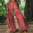 thumbnail image 1 of DPTALR George Women's 2025 Summer Flowy Wide Leg Palazzo Pants,Dressy Casual,Elastic High Waisted with Pockets,Boho Beach Trousers,Red,Size M, 1 of 1