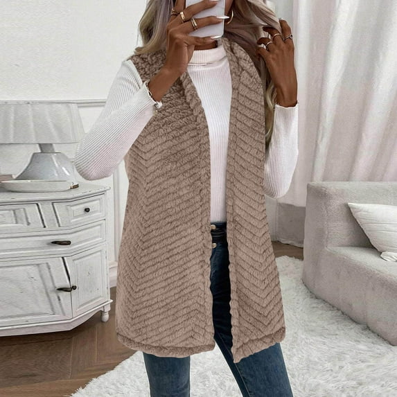 DPTALR George Women's Fashion Sleeveless Hooded Pocket Printed Jacket Blouse Coat,Brown,Big and Tall Men L