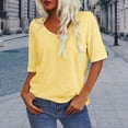 thumbnail image 1 of DPTALR George Women's Fashion V-Neck Half Sleeve Oversized T-Shirts,Solid Color,Casual Loose Basic Tops,#Yellow,Size XXXL, 1 of 6