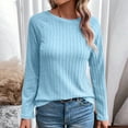thumbnail image 1 of DPTALR George Women's Lightweight Long Sleeve Crewneck Knit Tops，2025 Fall Fashion,Light Blue,Size XL, 1 of 8