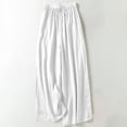 thumbnail image 1 of DPTALR George Women's Linen Summer Palazzo Pants,Casual Flowy Wide Leg,Drawstring High Waist Beach Trousers with Pockets,White,Size L, 1 of 9