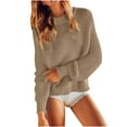 thumbnail image 1 of DPTALR George Women's Long Sleeve Round Neck Knitted Pullover Sweater,Khaki,Big and Tall Men S, 1 of 6