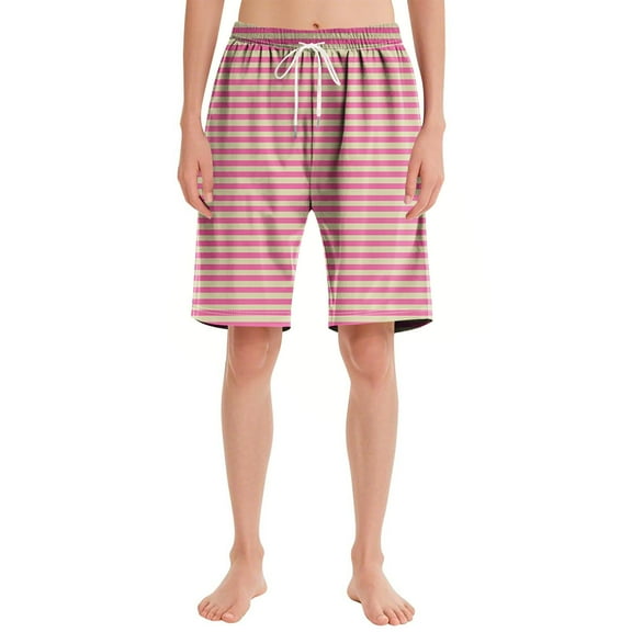 DPTALR George Women's Sleep Bermuda Shorts,Lightweight,Breathable,Pajama Boxer,Y2k,Beach,Plaid,Sleepwear,Loungewear,#Pink,Size M