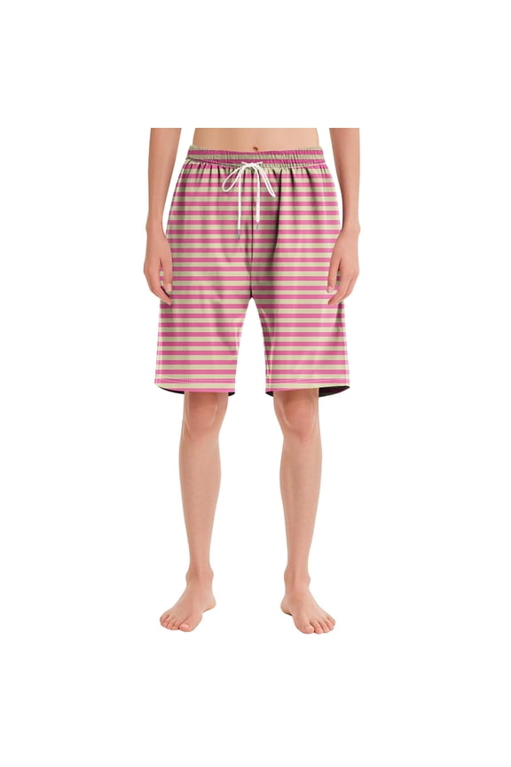 George Women's Sleep Bermuda Shorts,Lightweight,Breathable,Pajama Boxer,Y2k,Beach,Plaid,Sleepwear,Loungewear,#Pink,Size M