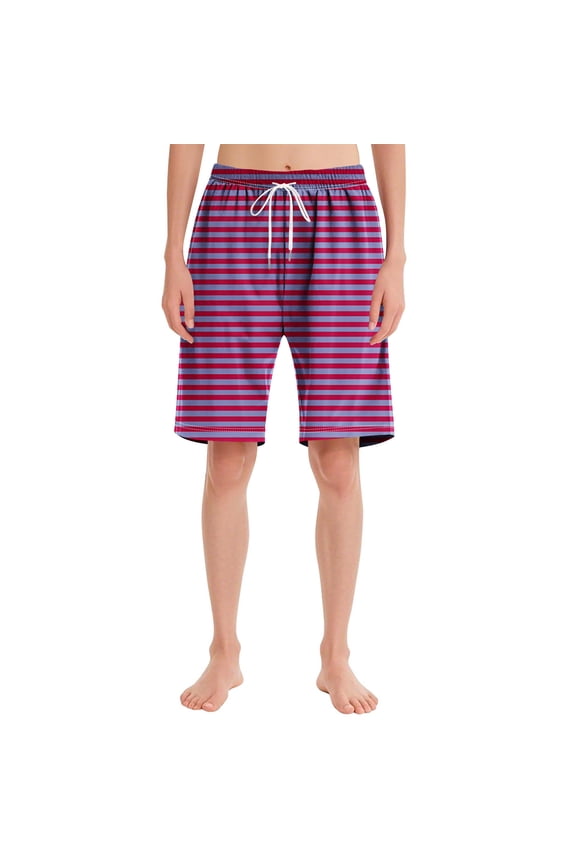 George Women's Sleep Bermuda Shorts,Lightweight,Breathable,Pajama Boxer,Y2k,Beach,Plaid,Sleepwear,Loungewear,#Purple,Size L