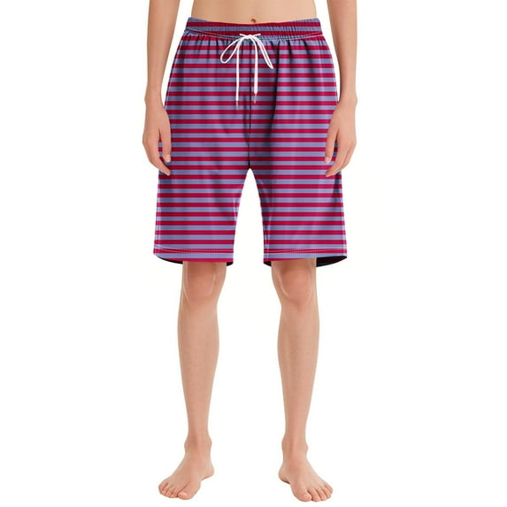 DPTALR George Women's Sleep Bermuda Shorts,Lightweight,Breathable,Pajama Boxer,Y2k,Beach,Plaid,Sleepwear,Loungewear,#Purple,Size S