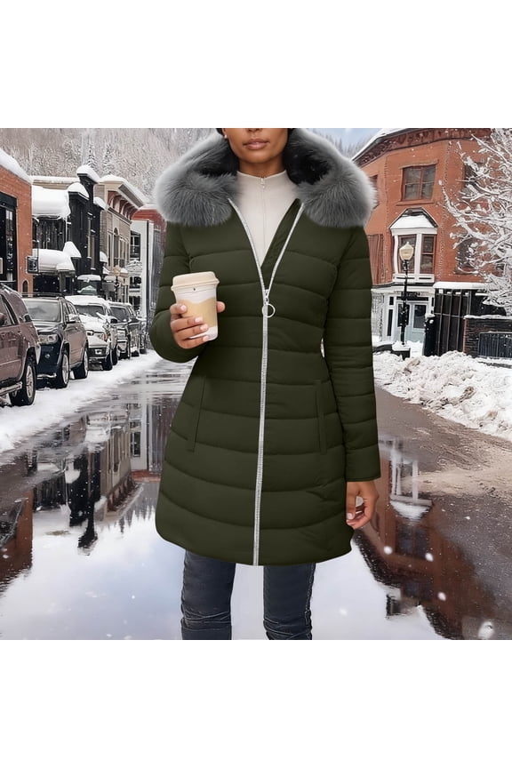 George Women's Solid Color,Long Sleeved,Hooded,Padded Jacket with Zipper Pockets,Army Green,Big and Tall Men XXXL