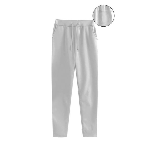 DPTALR George Women's Straight Leg Casual Pants,Drawstring,with Pocket,Gray,Size XXL