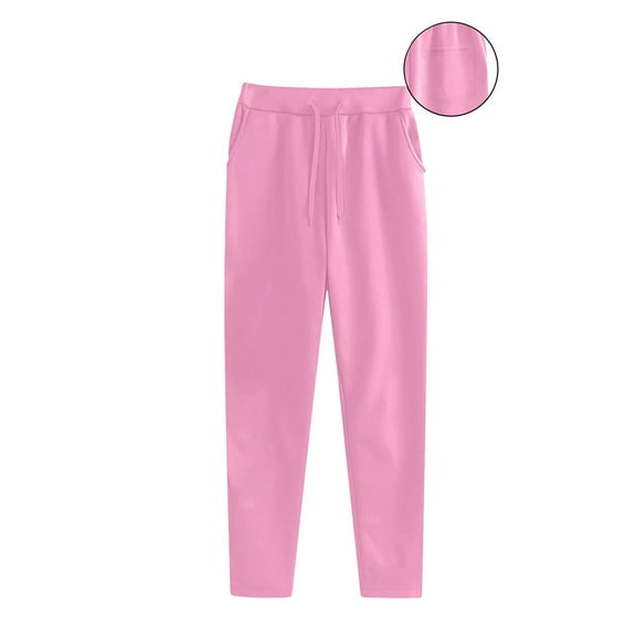 DPTALR George Women's Straight Leg Casual Pants,Drawstring,with Pocket,Pink,Size XXL