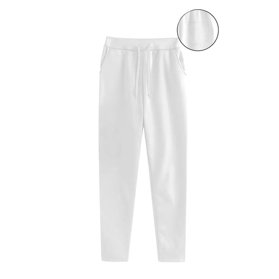DPTALR George Women's Straight Leg Casual Pants,Drawstring,with Pocket,White,Size S