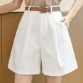 thumbnail image 1 of DPTALR George Women's Summer High Waist A-Line Wide Leg Cargo Shorts,Loose,with Belt,#White,Size S, 1 of 6