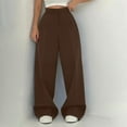 thumbnail image 1 of DPTALR George Women's Wide Leg Casual Loose Solid Color Sweatpants,Comfy Lounge Joggers with Pockets,Brown,Size XXXL, 1 of 8